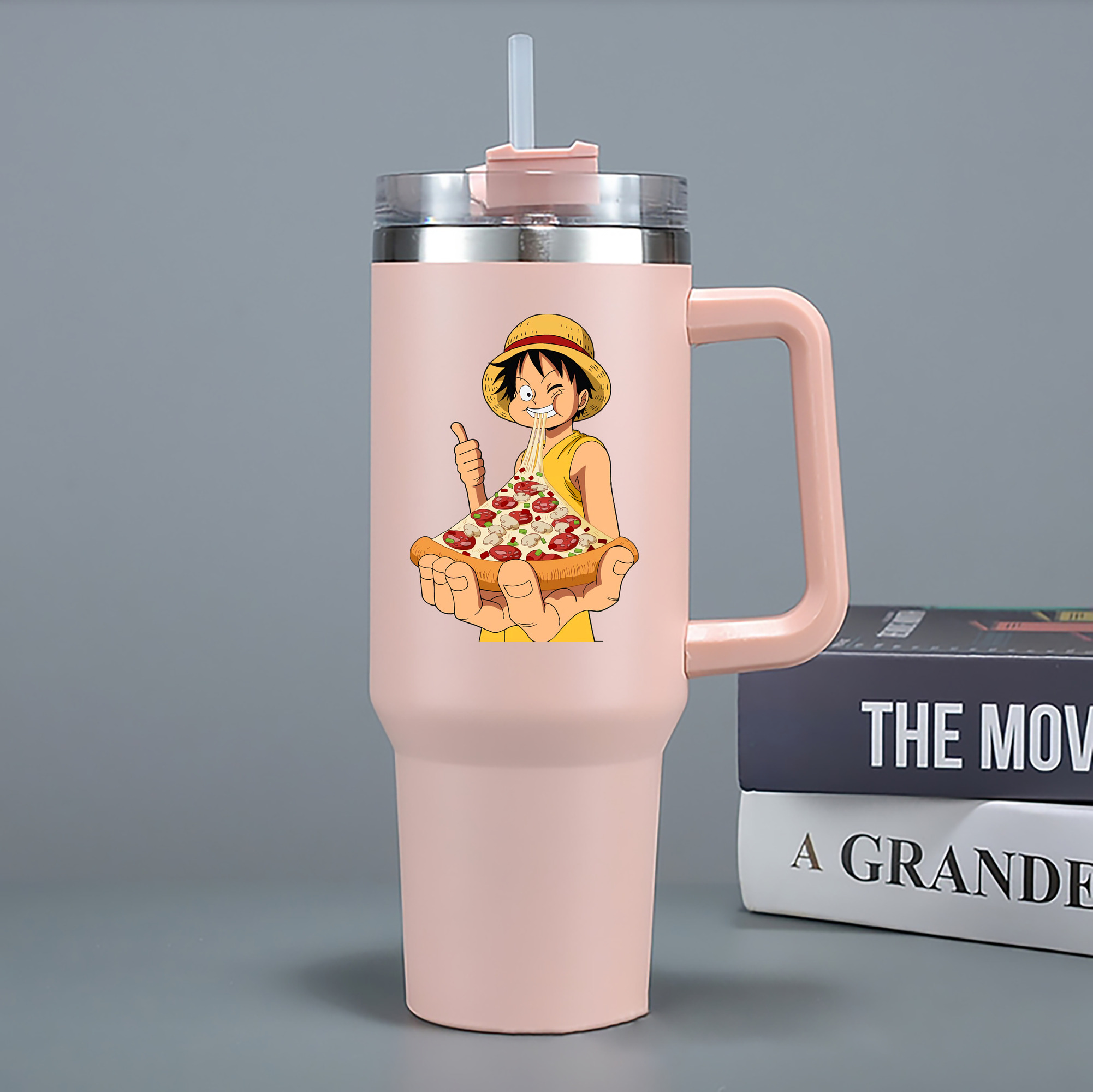 ワンピース モンキー・D・ルフィ ONE PIECE Monkey D. Luffy 1200mL車用タンブラー - クリスタルステッカー（プラスチックストロー付き）